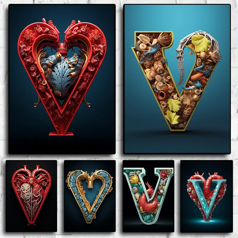 

1Pcs Decorative Pictures for Living Room Wall Art Canvas Painting Abstract Interior Paintings Mechanical Letters Floral Bar Home