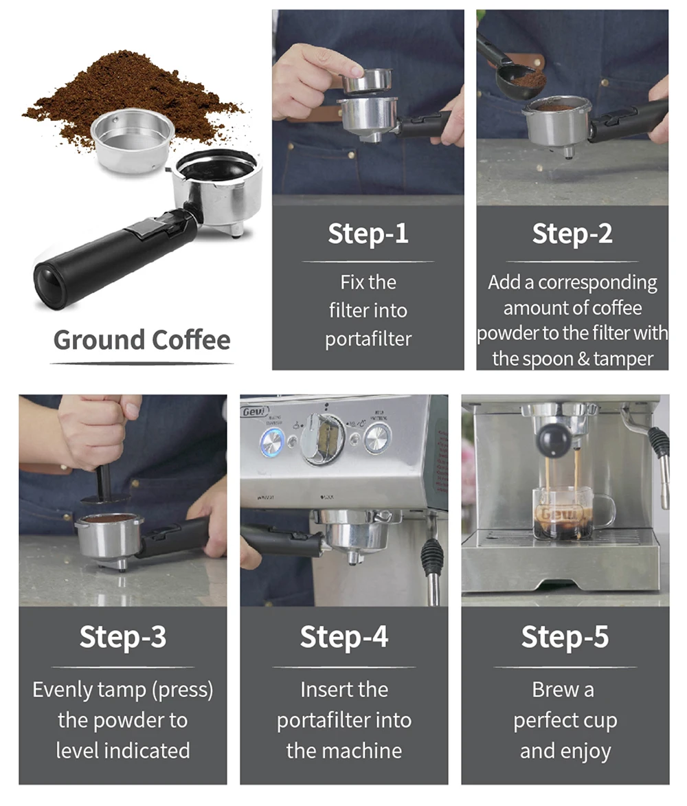 Gevi Espresso Machine 15 Bar Pump Pressure With Milk Frother Steam Wand