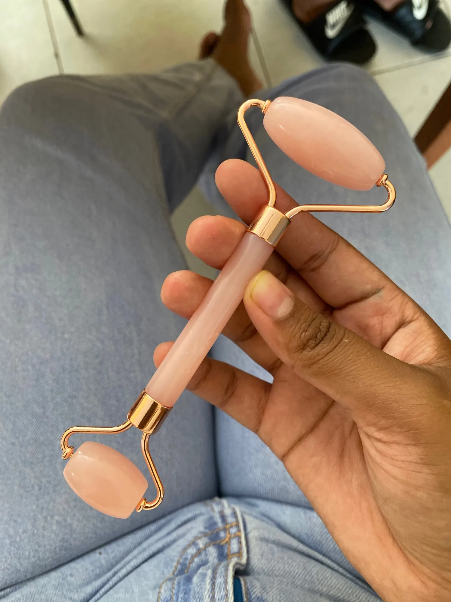 Pink Gua Sha Roller Scraping Board Face Beauty Non Jade Roller Scraping photo review