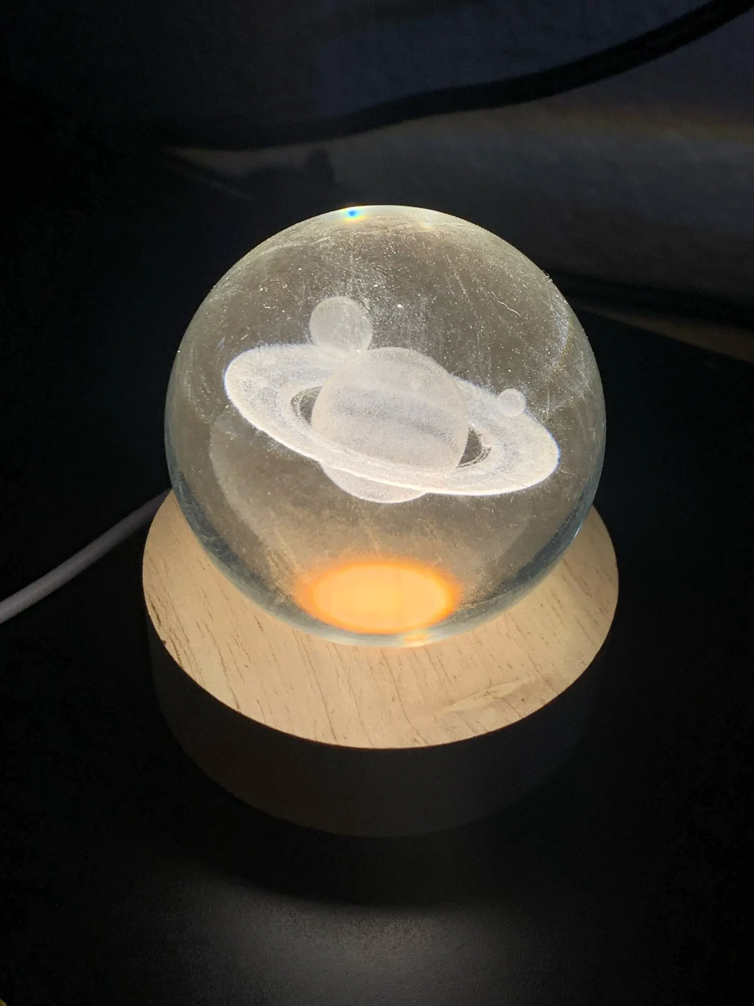 Galaxy Astronaut Crystal Ball Night Light - USB Powered Bedside Lamp photo review