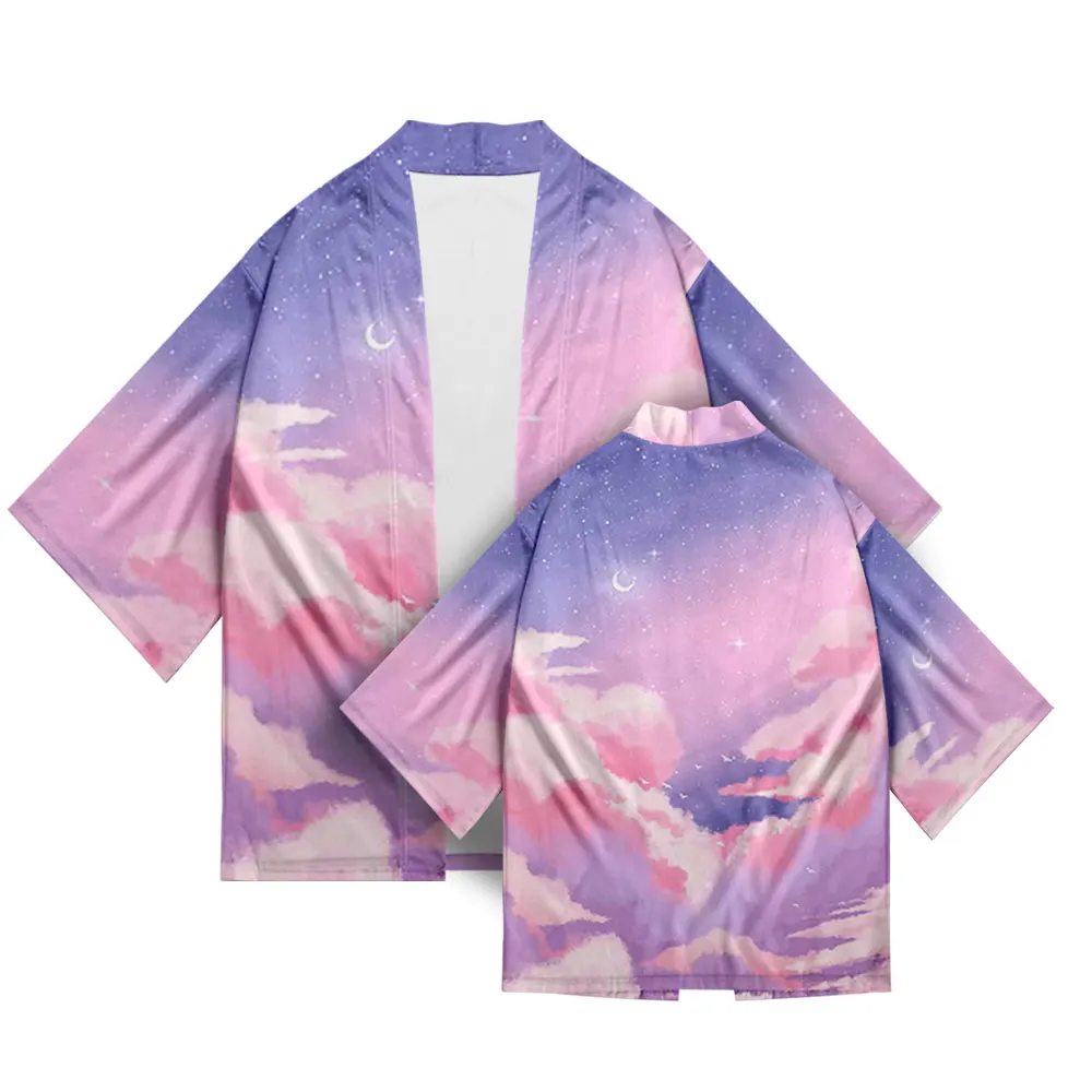 Cosplay Harajuku Design Fresh Sky Cloud Print Series Kimono Robe Feather Clothes Uomo E Donna Con Lo Stesso Top Casual
