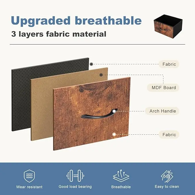9-Drawer Dresser, Fabric Bins, Sturdy Metal Frame & Wood Tabletop, Ideal for Bedroom, Closet, or Nursery Storage. 5