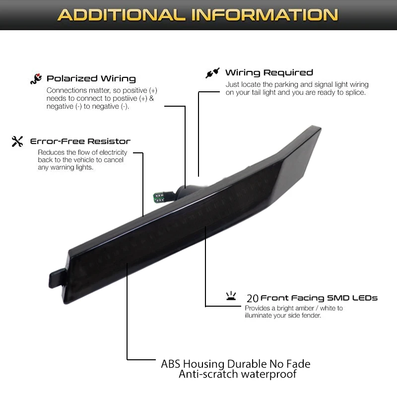 For Ford Fusion 2010-12 Smoked  Amber LED Front Bumper Side Marker Signal Lights - Foto 5