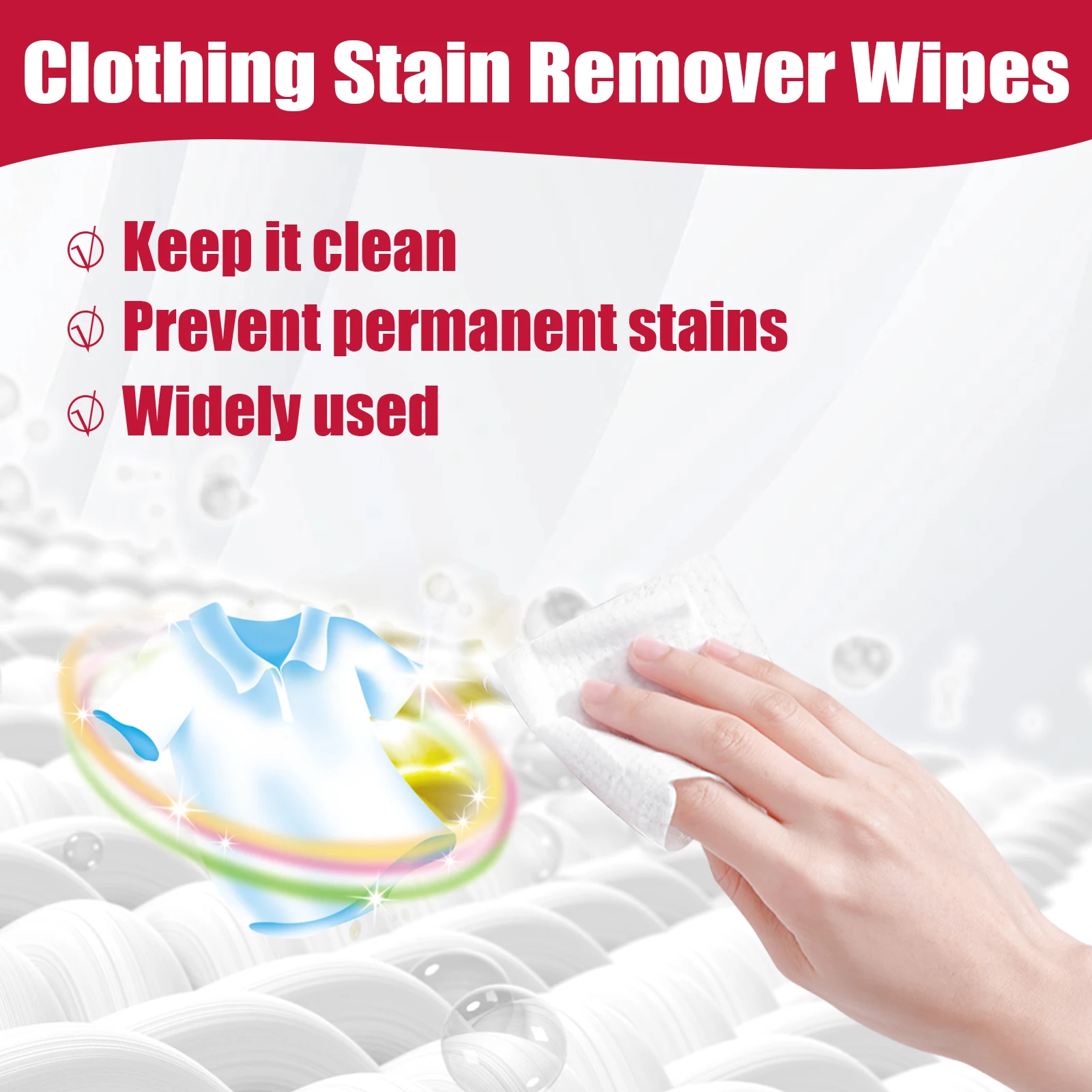 Portable Eco-friendly Clothing Stain Remover Wipes Fabric Clean Oil and Water Stains Dark & Yellow Spots Pigment in Clothes