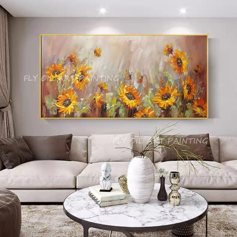 

Sunflower new design 100% handmade oil painting abstract modern canvas wall art sitting room adornment decoration as a gift