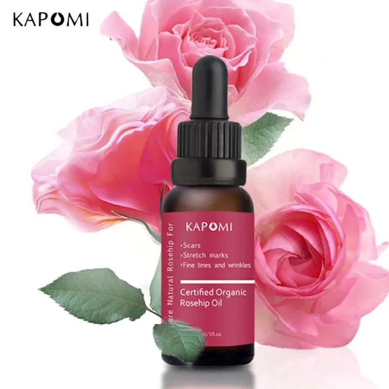 Kapomi 10ml Pure Organic Rosehip Oil Fine Lines Wrinkles Stretch Marks Improve Skin Elasticity Firmness