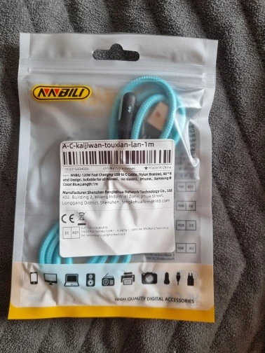 NNBILI 120W Fast Charging USB to C Cable, Nylon Braided, 90 ° Bend Design, Suitable for of Huawei，no xiaomi、iPhone、Samsung ﻿ photo review