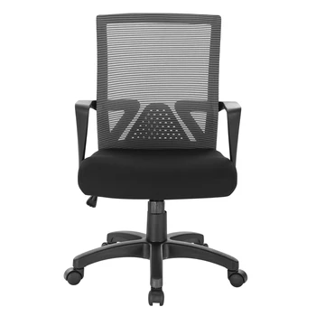 1PC Grey Desk Chair with Arms Ergonomic Mesh Office Chair 1