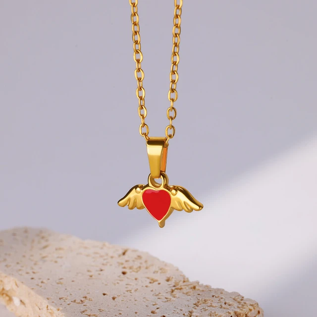 Angel Heart Pendant Collar Necklace Female Fashion Bulk Necklaces for Women  Double Necklaces for Women - AliExpress