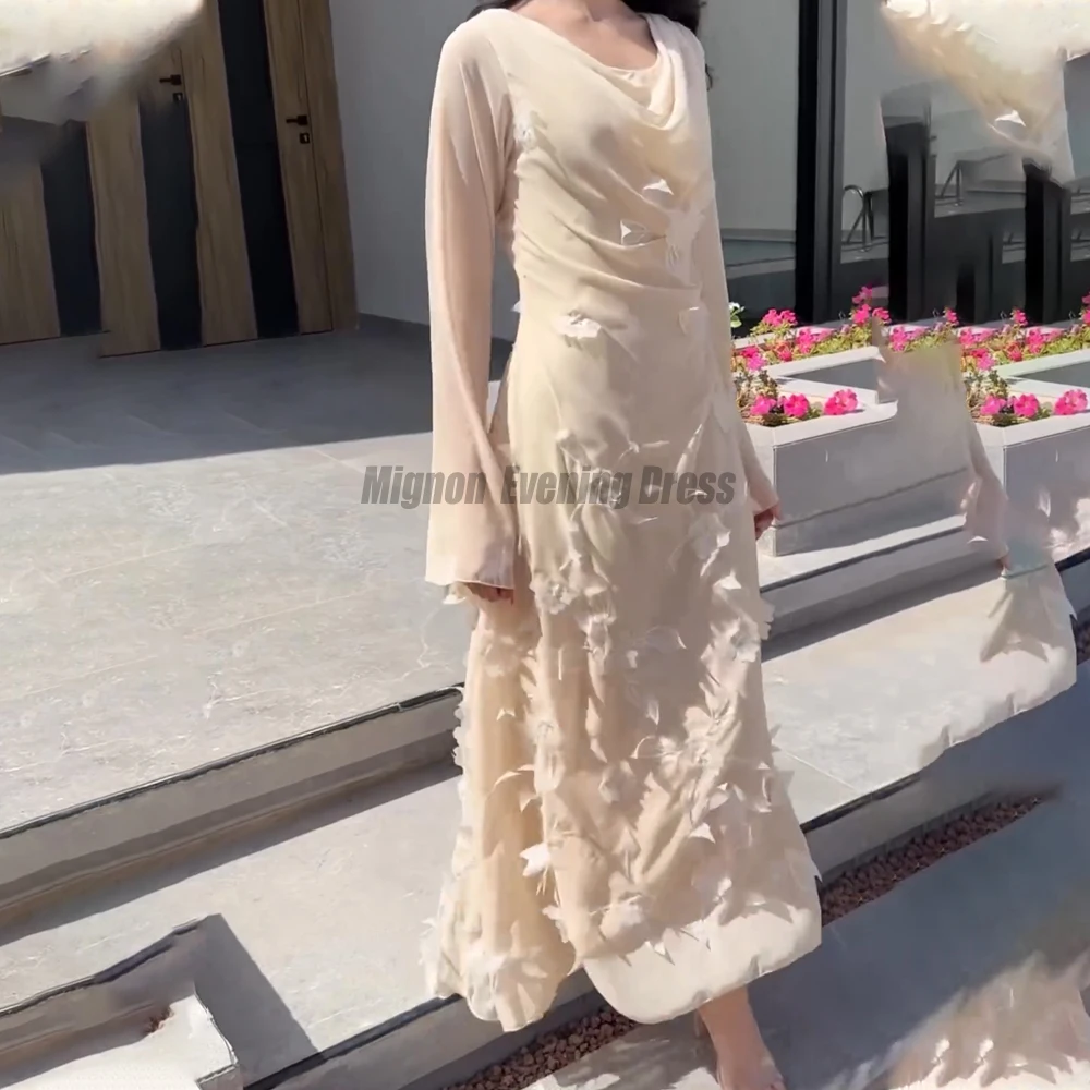 

Женское шифоновое вечернее платье, элегантное плиссированное платье для выпускного вечера с цветочной аппликацией, 2024