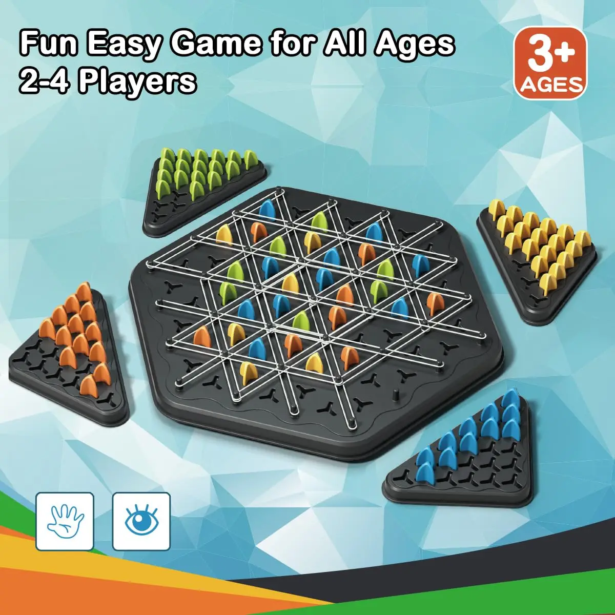 Chain Triangle Chess Game, Geometric Chess Game, Board Games for Family Night, Family Games for Kids and Adults, 2 to 4 Players 2