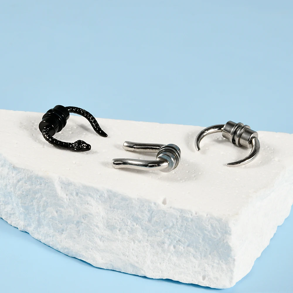 Stainless Steel Magnetic Septum Nose Ring Horseshoe Snake Fake Non Piercing Clip Piercing Jewelry 1PC