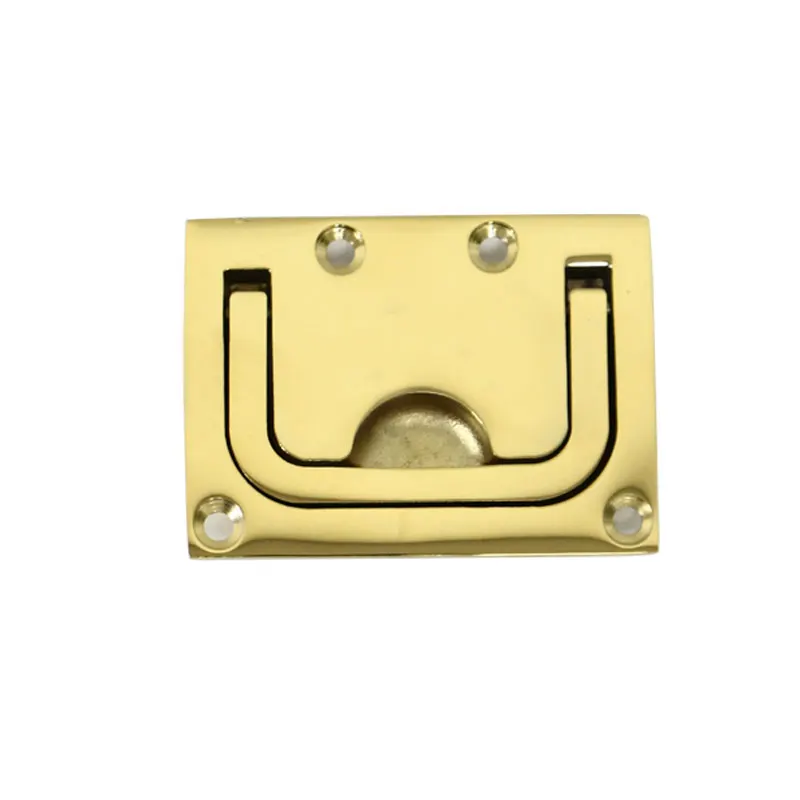 Marine 316 Stainless Steel Brass Plating Hatch Pull Handle with Mounting Screws Round Square Flush Lift Ring for Boat 4