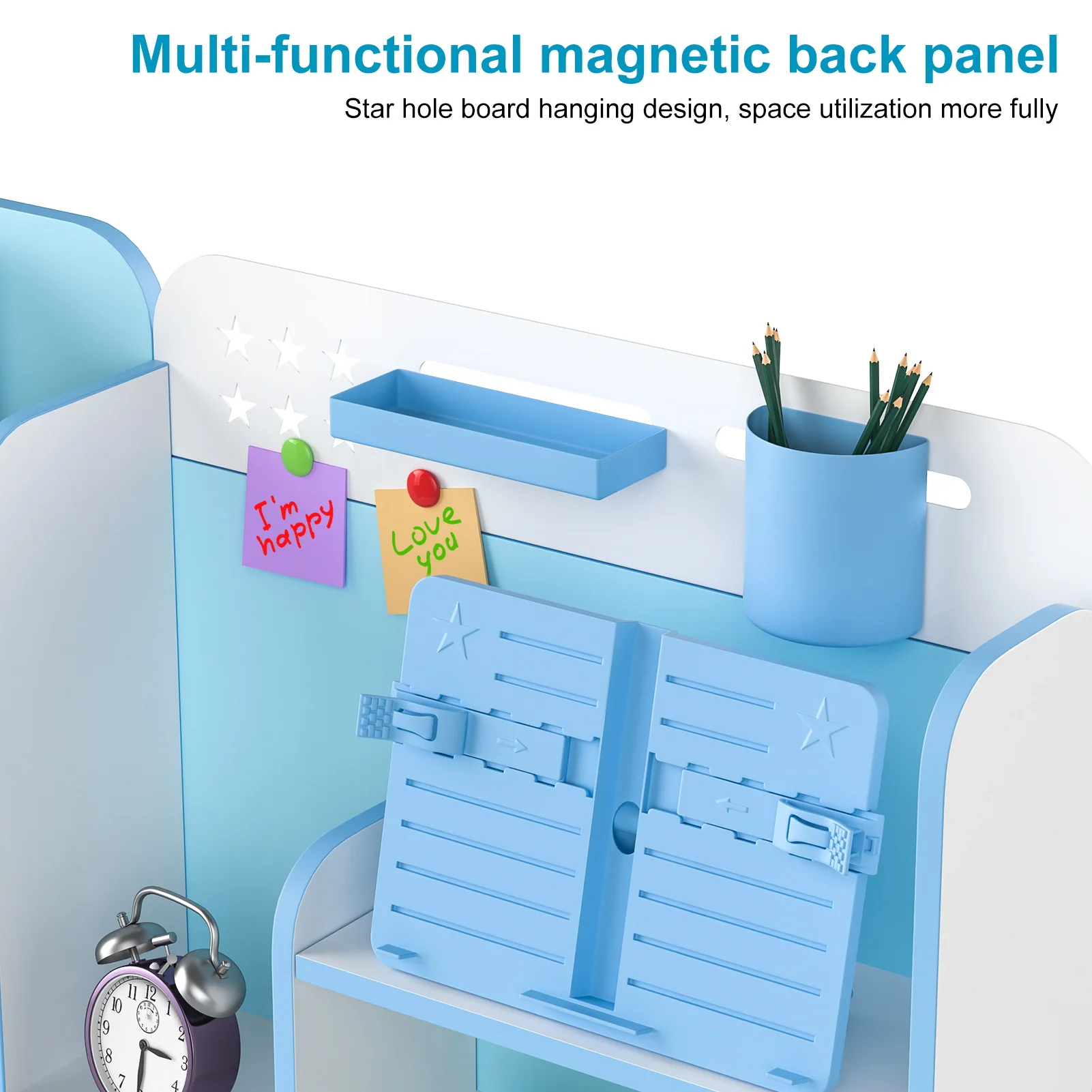 2Pcs/Set Kids Study Desk Chair Set, Height Adjustable Children School Study Table Chair Set with Sitting Corrector 4