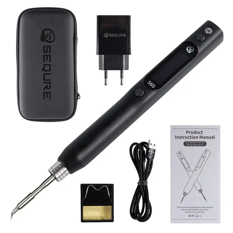 SEQURE S60 Anti-static Nano Soldering Iron Pen Support PD/QC Power Supply Compatible with C210 Solder Tip, Precision Repair Tool 6