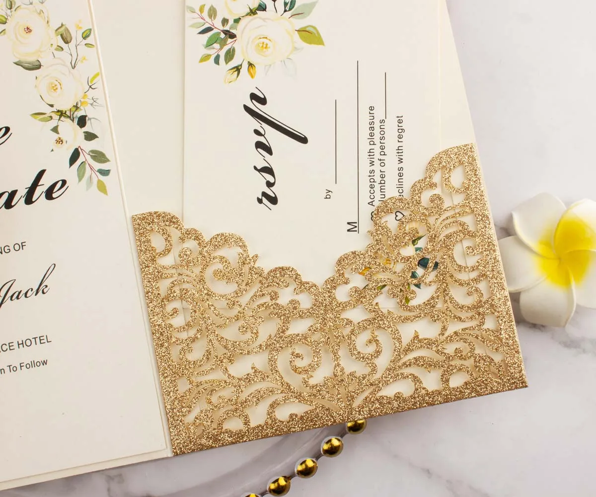 1 Uds. Triple pliegue oro rosa azul marino corte láser Borgoña rojo  bolsillo pliegue tarjeta de invitación de boda invitación de felicitación  con sobre rsvp - AliExpress, image size:1200x1000