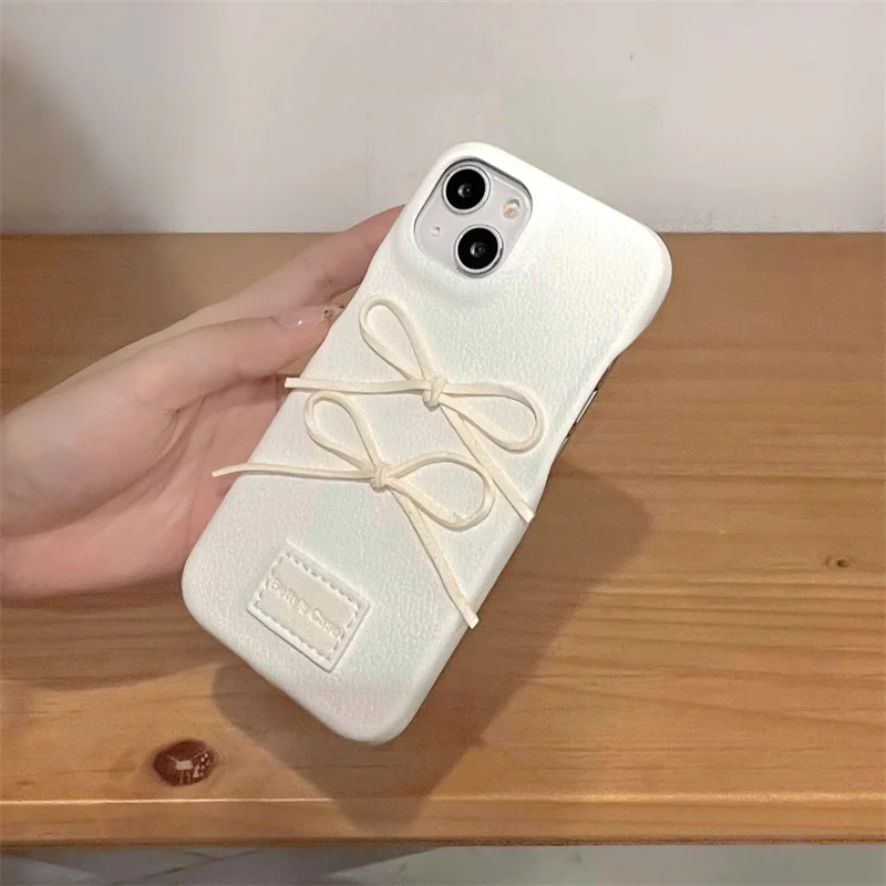 Korean Cute Bow Shockproof Candy Color Leather Phone Case
