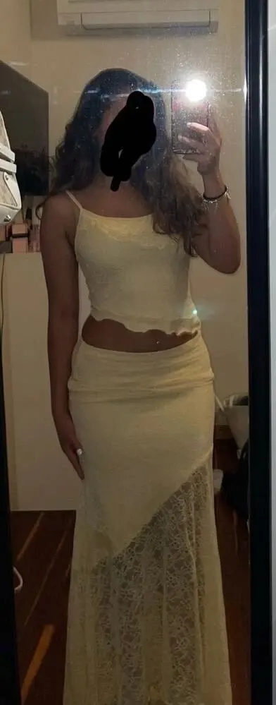 Summer Lace Long Skirt Set - Backless & High-Waisted Elegance photo review