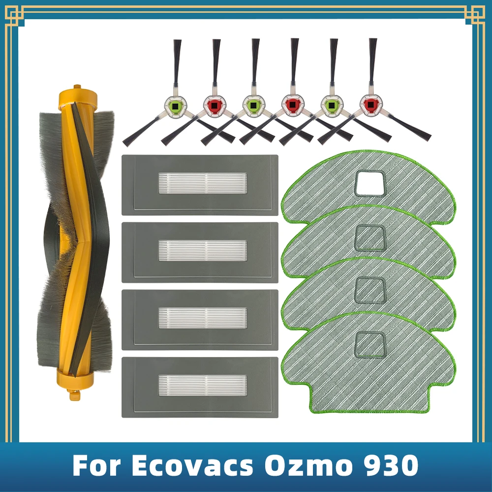 Części zamienne do robota sprzątającego Ecovacs Debot Ozmo 930, części zamienne, wałek główny, szczotka boczna, filtr Hepa, ścierka do mopa