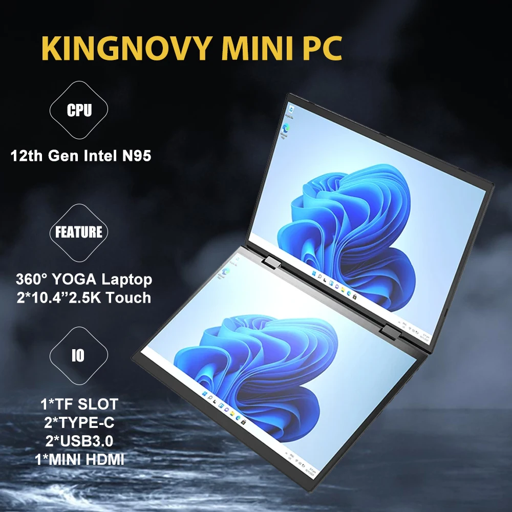 Pocket L15 360 ° Yoga Laptop Intel N95 Dual 10.5 Pollici Ips Touch Screen Windows 11 2 In 1 Tablet Pc Notebook Office Mini Computer
