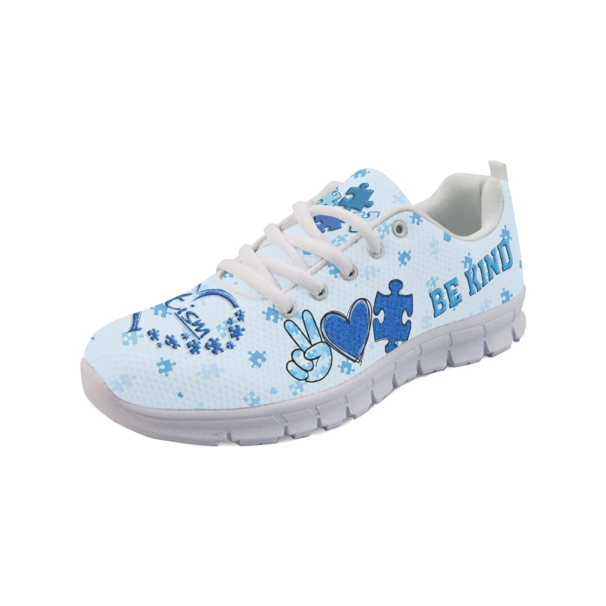 INSTANTARTS  Autism Awareness Sport Sneakers for Women Autumn Spring Comfort Flat Shoes Non-Slip Running Shoes Plus Size Tennis
