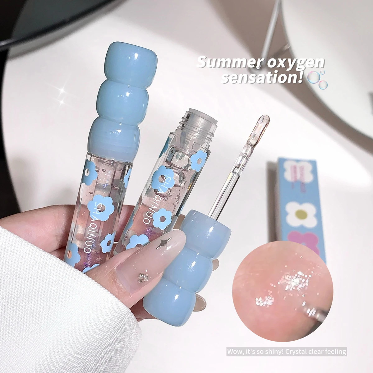 Shimmering Dewy Hydrating Lip Oil Gloss - Intense Moisturizer with Lightweight, Non-Sticky Shine - Perfect Long-Lasting Lip Care 4