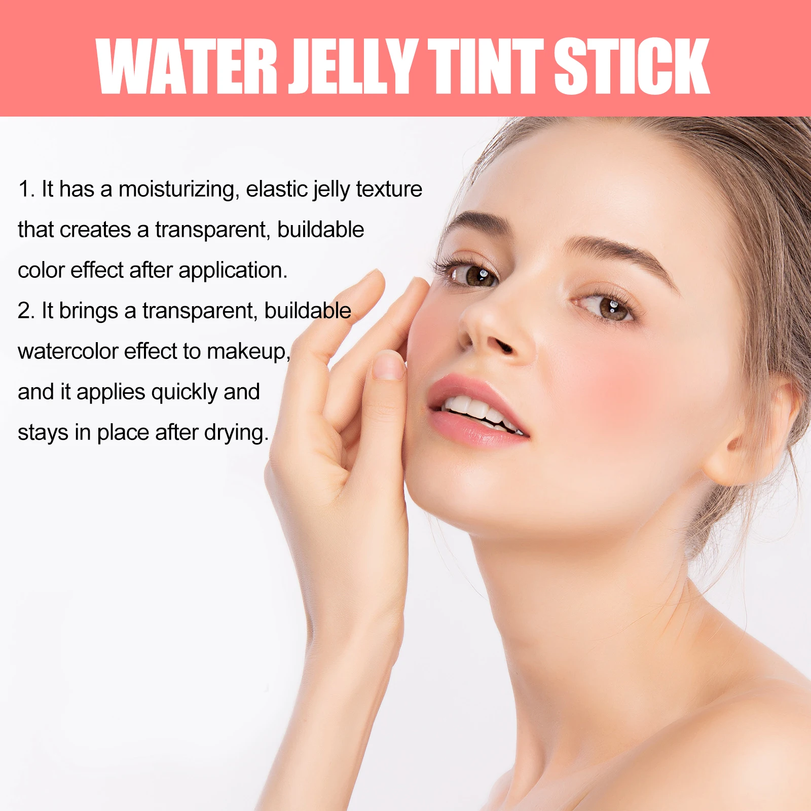EELHOE Water Jelly Blush Stick Brighten Skin Lasting Waterproof Moistured Clear Lip Gloss Multi-use Matte Blush Korean Cosmetics 4