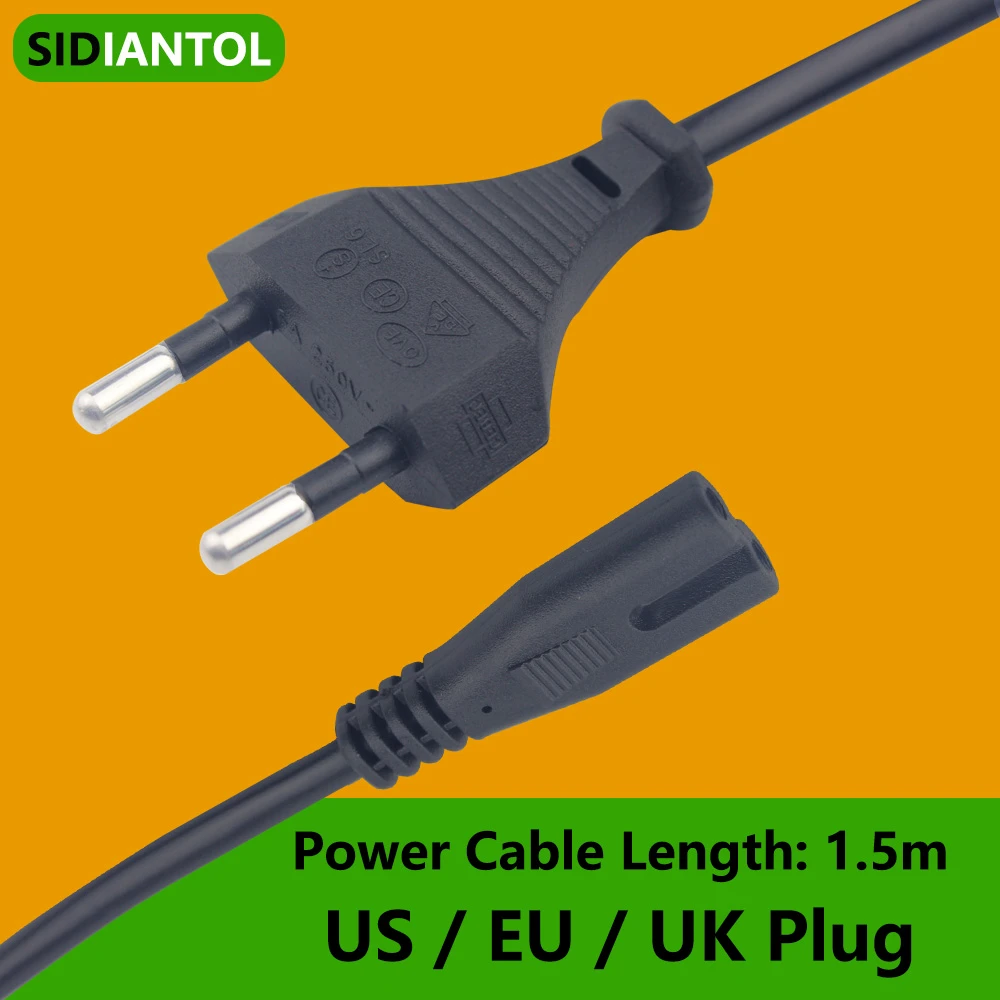 AC Power Cord Cable EU/US/UK 1.5m Figure 8 Extension Lines For TV