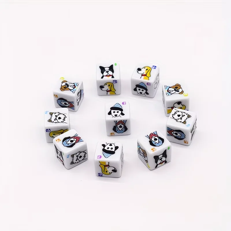 Dog D6 다이스 세트, 보드 게임, 롤플레잉 게임, 던전 앤 드래곤 등에 적합합니다.
