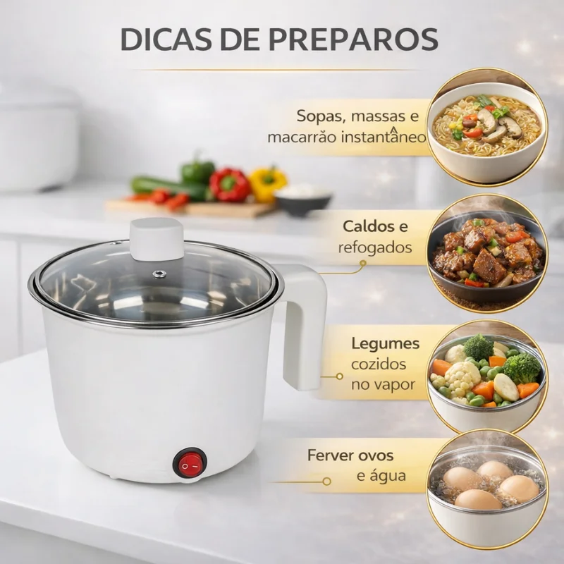 Panela elétrica multifuncional, utensílios de cozinha,1-2 pessoas, mini panela de arroz, 1 litro, antiaderente, macarrão ovos so 2
