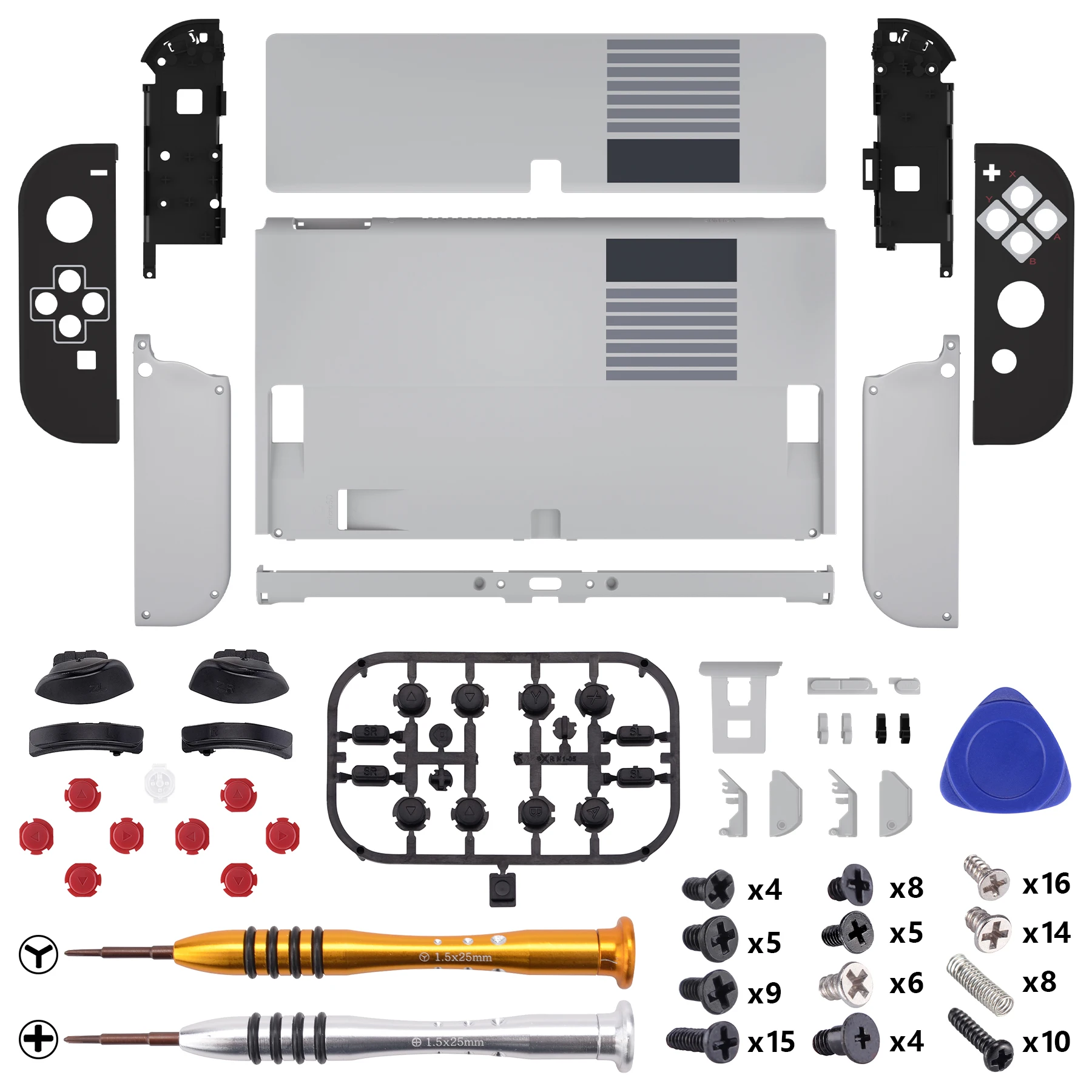 Extremerate-custom Conjunto Completo Shell para Nintendo Switch Placa Traseira de Substituição Metal Kickstand Joycon Habitação Botões para Oled - Image 4