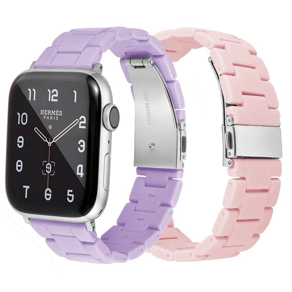 

Candy Color Imitation Resin Strap For Apple Watch 41mm 45 38 42 44 40 mm Macaron Replace Wrist Watchband Accessories