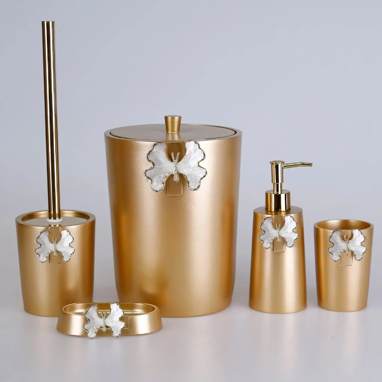 

SELİM HOME BATHROOM ACCESSORIES 5 PİECES BATHROOM SET,RESISTANT RESIN MATERIAL LIQUID SOAP TRASH CAN DISPENSER,SOLID SOAP