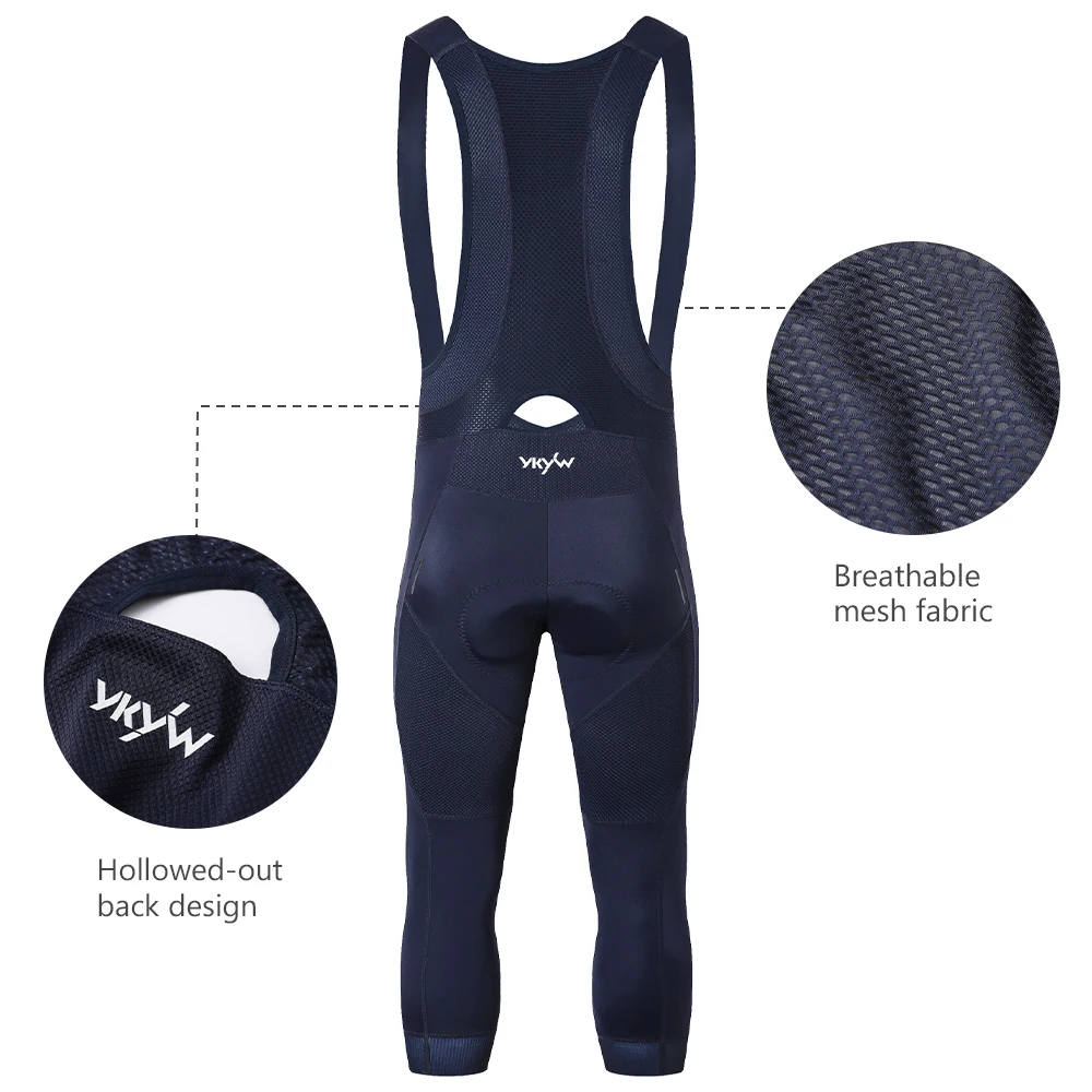 Ykywbike Men's Cycling Bib Shorts 3/4 Men 6 Hours Ride Padded Shorts Pro Road Bicycle Tights Pants Mtb Bib Bike Short cycling bib shorts