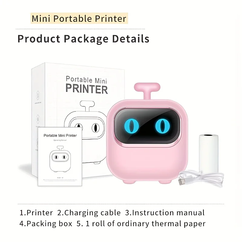 Stampante Termica Portatile - Mini Stampante con Carta Inclusa, Design Carino, Stampa di Alta Qualità, Perfetta per Appunti, Diario