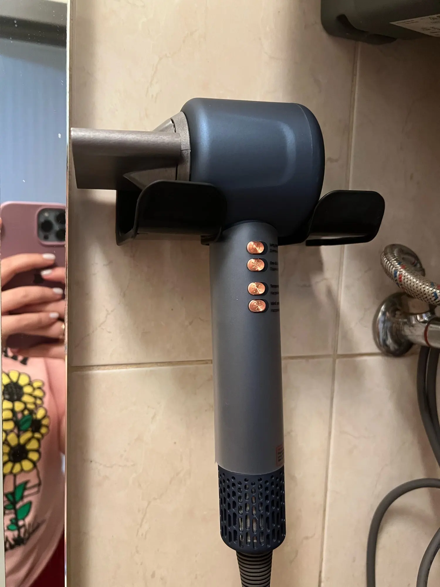 Wall Mounted Hair Dryer Stand – No Drilling Bathroom Organizer photo review