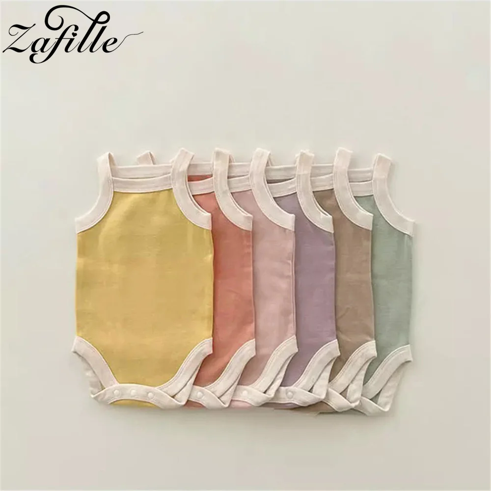 

ZAFILLE Summer Sleeveless Girls Infant Playsuit Solid Baby's Rompers Homely Sleepwear For Newborns Clothing Kids Girls Bodysuits