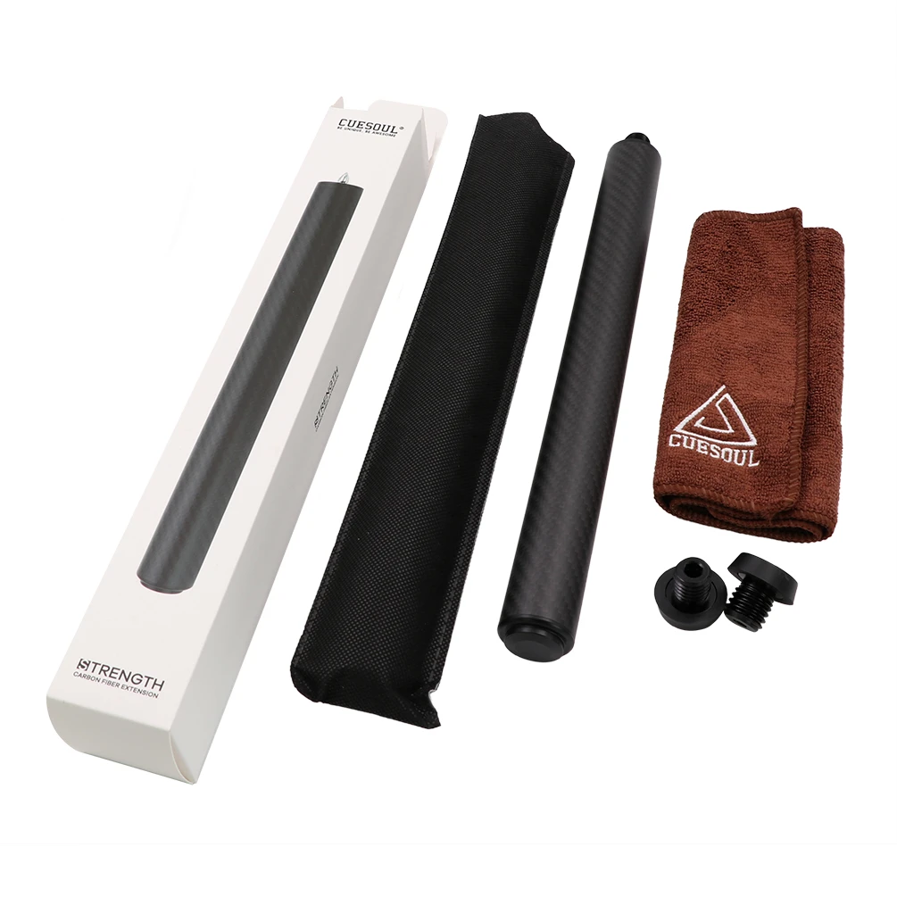 Cuesoul Carbon Fiber Pool Cue Extension With 3 Bumpers Fittings12 Inch