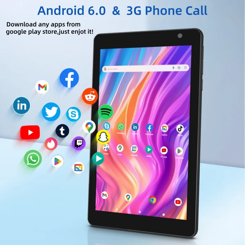 LF705 7" Android 6.0 Tablet For Kids 3G Phone Call 2GB RAM 16GB ROM MTK8735 Quad Core CPU 2 x Sim Card 1024 x 600 Pixels 1