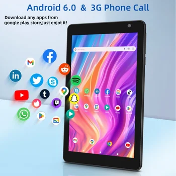 LF705 7" Android 6.0 Tablet For Kids 3G Phone Call  2GB RAM 16GB ROM MTK8735 Quad Core CPU 2 x Sim Card 1024 x 600 Pixels 1