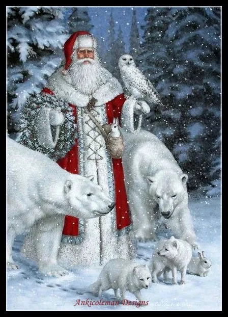 

Arctic Santa Claus 4 - Counted Cross Stitch Kits - DIY Handmade Needlework Embroidery 14 CT Aida Sets DMC Color