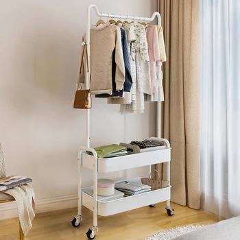 Appendiabiti per camera da letto con 2 vassoi Stendino da pavimento unipolare Appendiabiti rimovibile per riporre i vestiti semplici per interni domestici 1