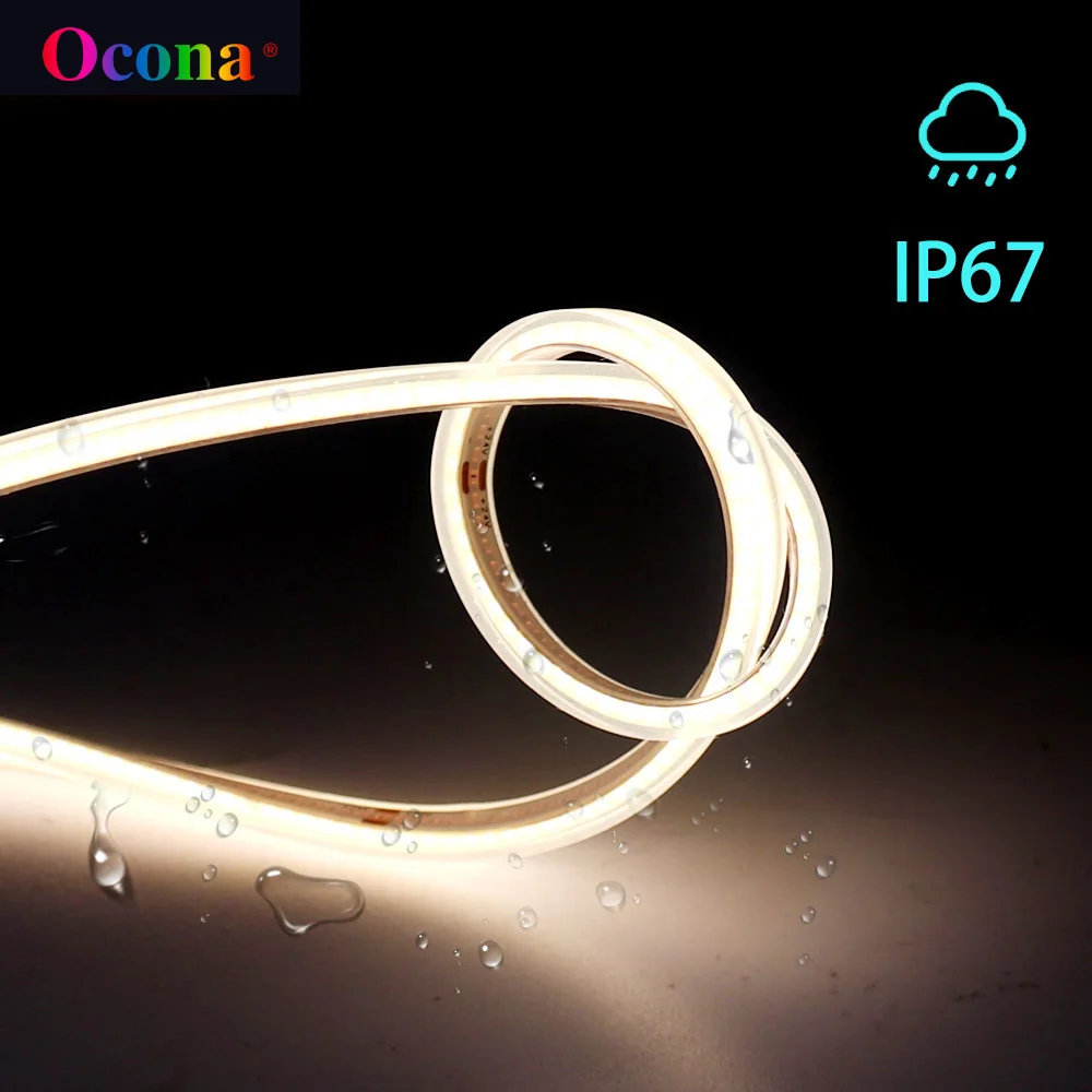 Super Thin Waterproof COB LED Strip Lights For Home Decor DIY IP67 DC 12V Flexible Silica Silicon Coat 5mm Dimmable 5m cob 12v 24v led strip lights soft flexible 384leds m 5mm super thin 0 5m 1m 2m 3m 4m 5m cob led strip light bar for room bedroom