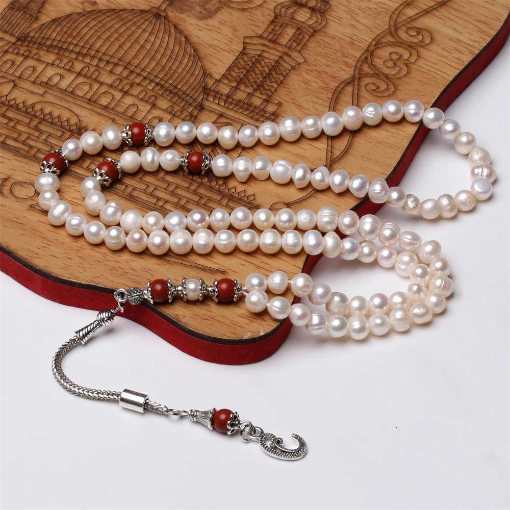 Natural Pearl Tasbih Muslim 99 prayer beads size 6-7mm Islamic