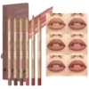 6pcs Velvet Matte Lip Liner Pencil Set - Water-resistant, Ultra-Fine, Long-Lasting, Smooth for All Skin Tones, Brown Mixed Color 6