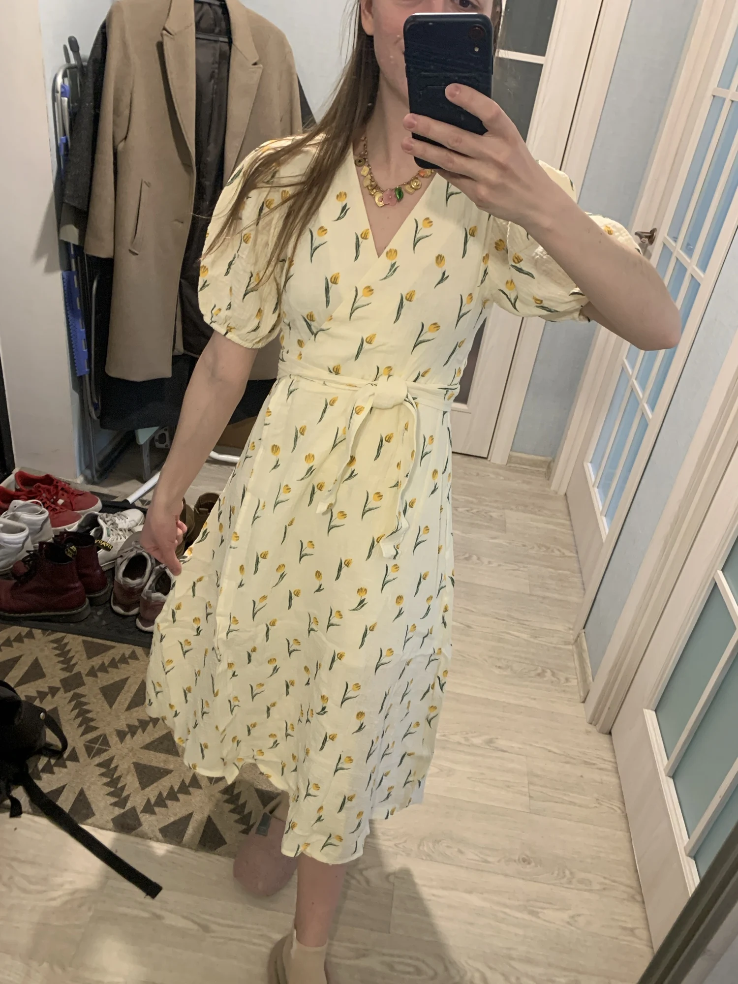 Elegant Floral A-Line Midi Dress for Summer Comfort photo review