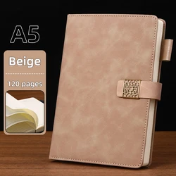 Vintage A5 Leather Notebook with Customizable Soft Cover - Ideal for Professionals and Students (CHK - beige)