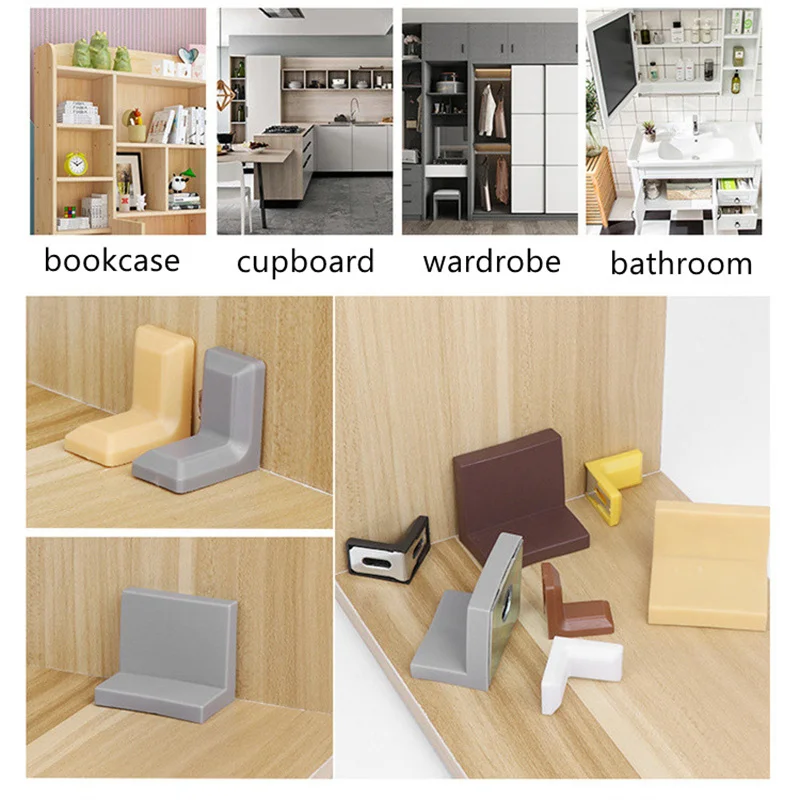 10PCS Right Angle Fixing Corner Bracket L Shaped Furniture Connector Plastic Decorative Cover Home Decor