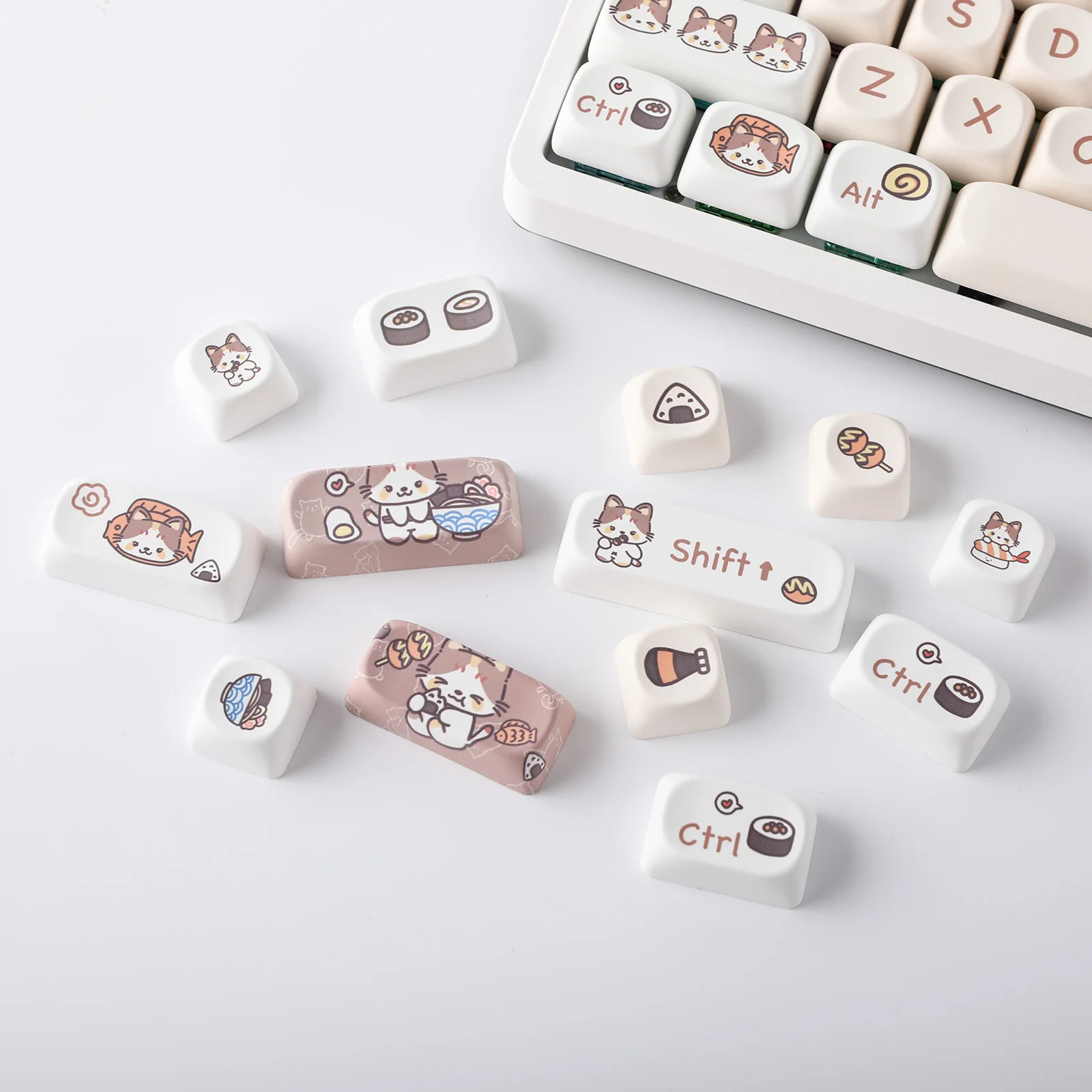 Epomaker Meow Sushi Dye-sublimação Pbt Moa Perfil Keycaps Grupo Teclado Gaming Mecânico Compatível com Layout Ansi 143 Chaves - Imagem 4