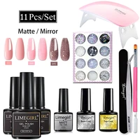 Limegirl Gel Nail Polish Kit With MINI LED Light Quick Nail Extension Kit Gel Varnish Soak Nail Polish Base Coat Tool Kit 1